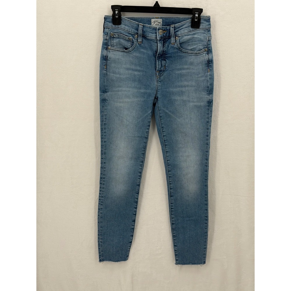 J Crew Jeans Womens 26‎ Medium Wash Skinny Ankle Raw Hem Stretch 9" Toothpick